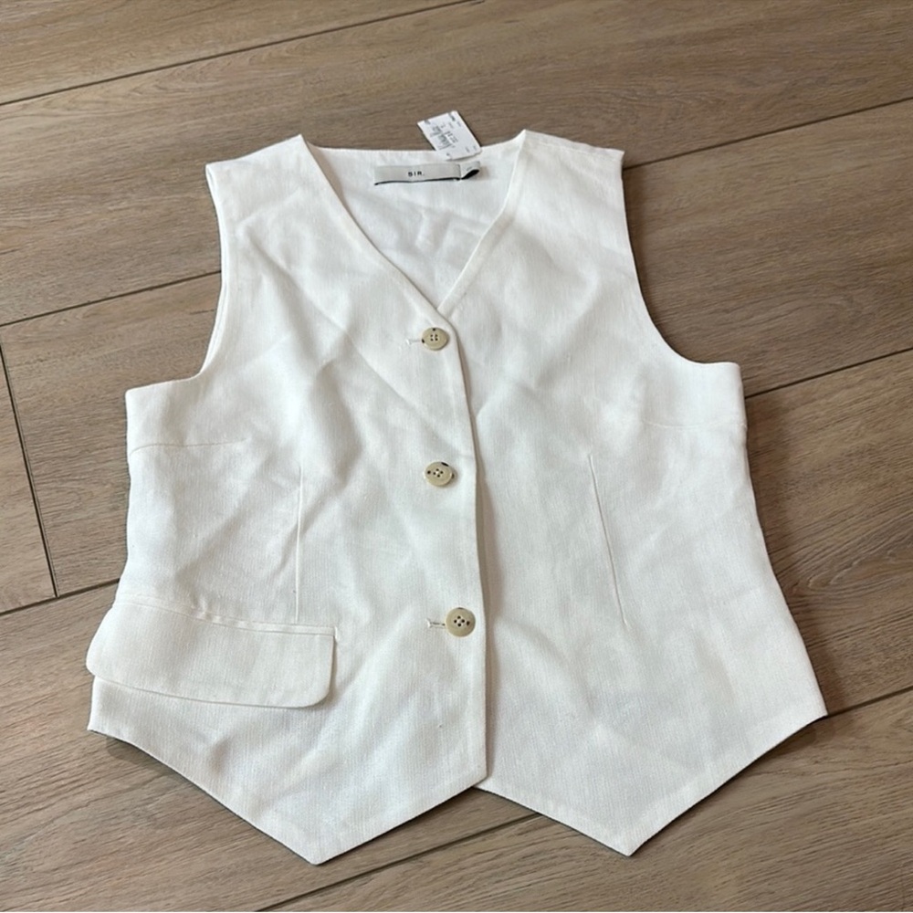 SIR the label White Linen Blend ‘Clemence’ Vest - Size Small